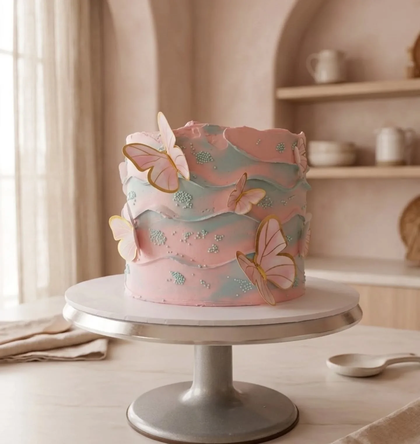 🦋 Make First Birthdays Unforgettable! 🦋

Celebrate your little one&rsquo;s milestone with a cake as magical as they are! This delicate pastel cake, swirled with pink and blue and adorned with edible butterflies, is perfect for a dreamy first birthd