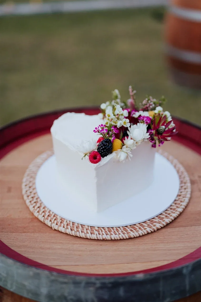 small heart shape cake with florals penrith