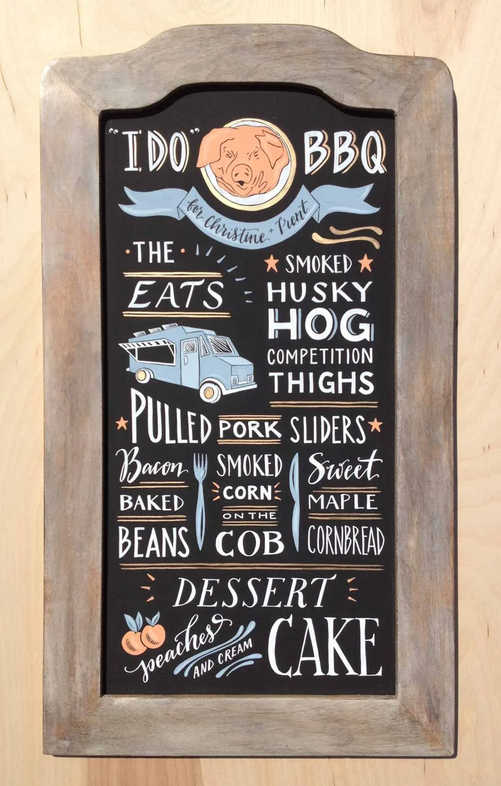 Hand_lettered_hand_painted_chalkboard_BBQ_sign_Bacon_Peach_Food_truck_Husky_hog_chicago_pig_illustration-14.jpg