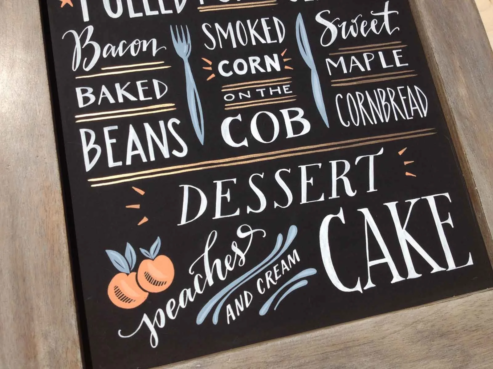 Hand_lettered_hand_painted_chalkboard_BBQ_sign_Bacon_Peach_Food_truck_Husky_hog_chicago_pig_illustration-13.jpg