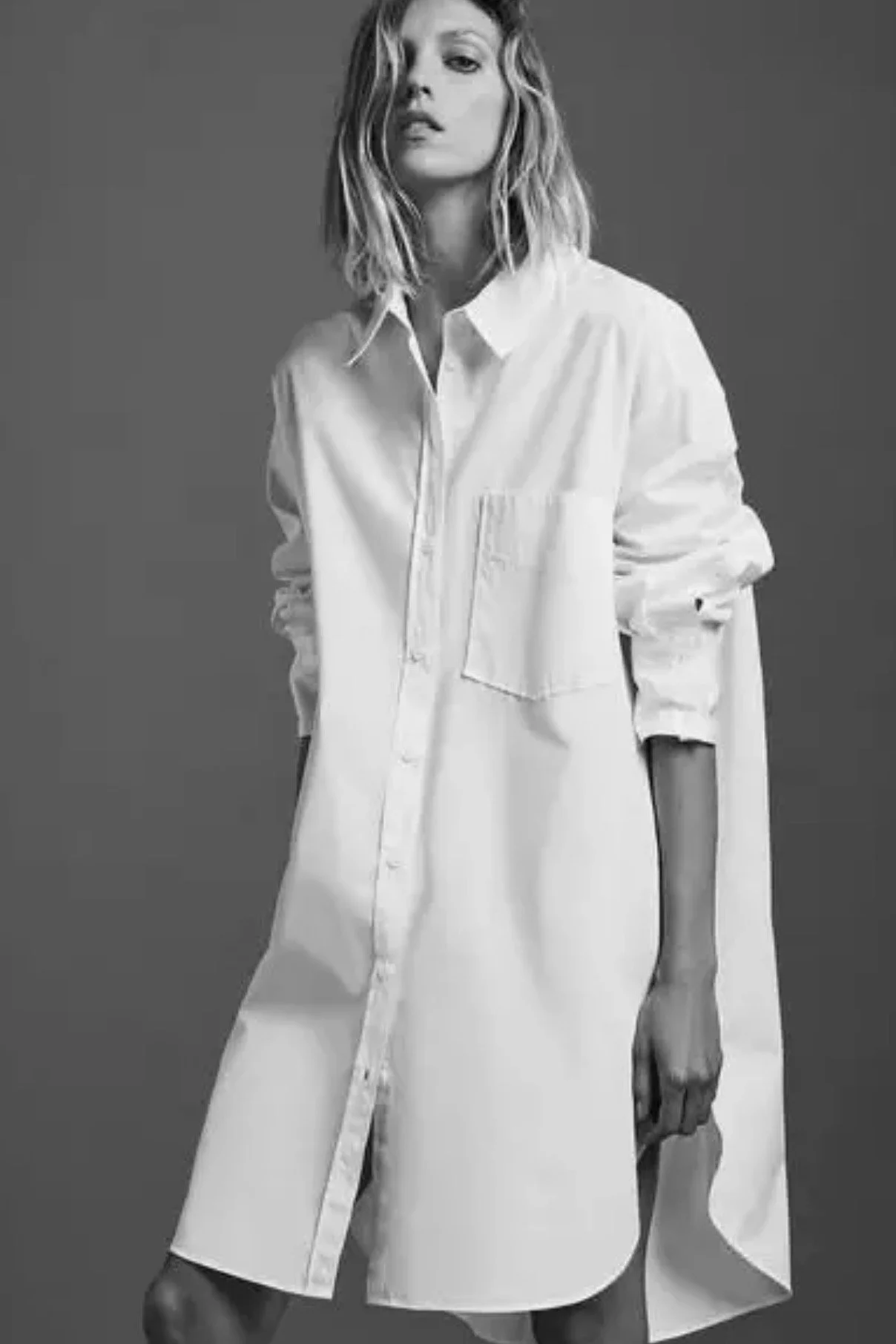 Boyfriend-skjorta i bomull, oversize - vit
