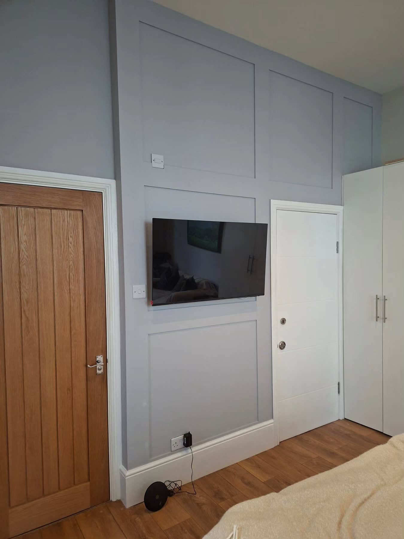 Grey can be many things, elegant, restful, confident, cool and is a very nice neutral for other colours in a room. A bedroom in Fulham. 

#painteranddecorator #grey paint #bedroomideas #Sutton #southlondon