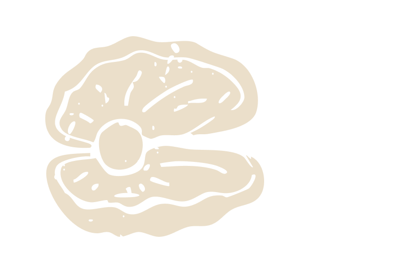 Open oyster shell with pearl