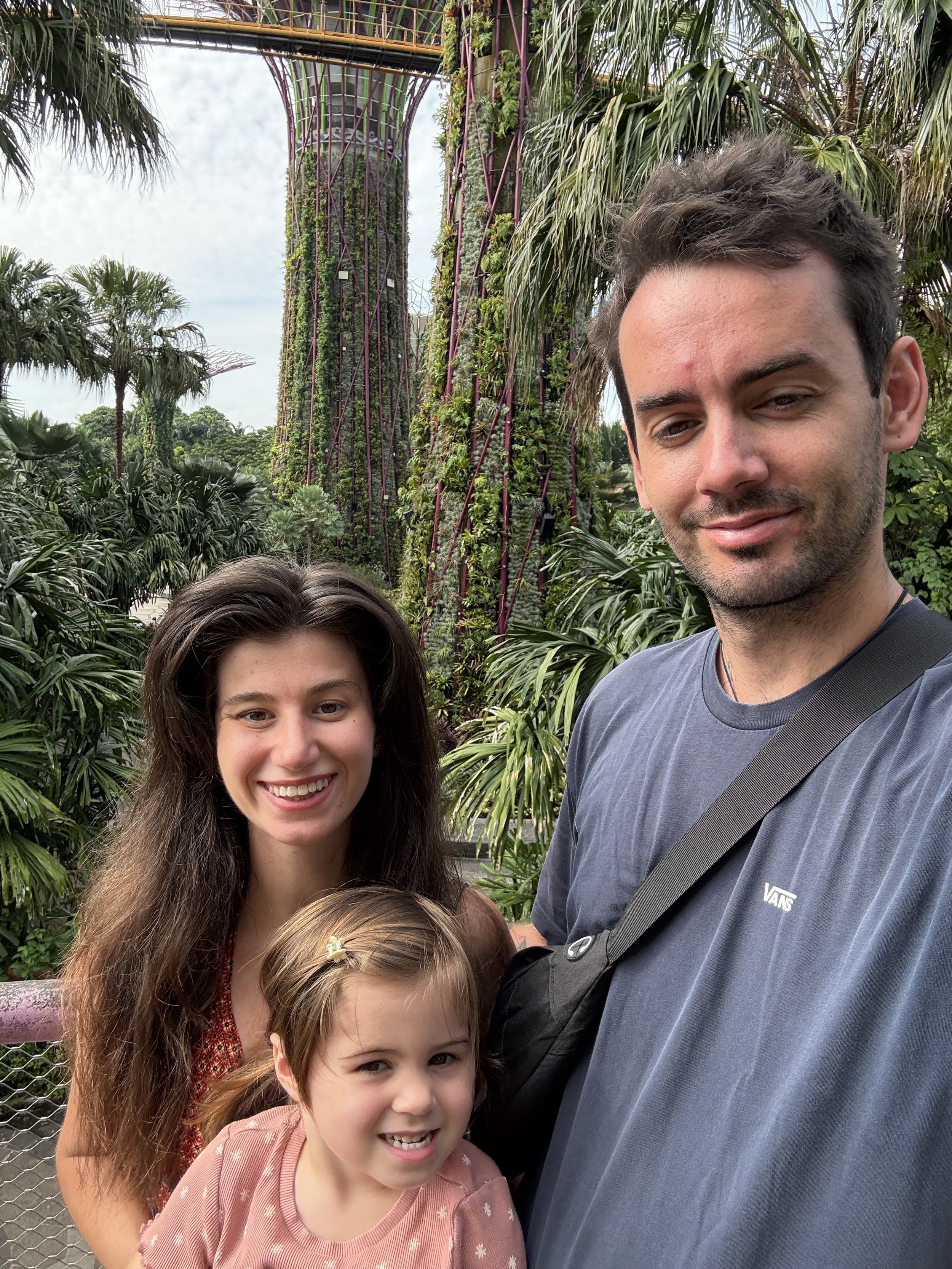 family visiting Gardens by the bay Supertree Grove in Singapore