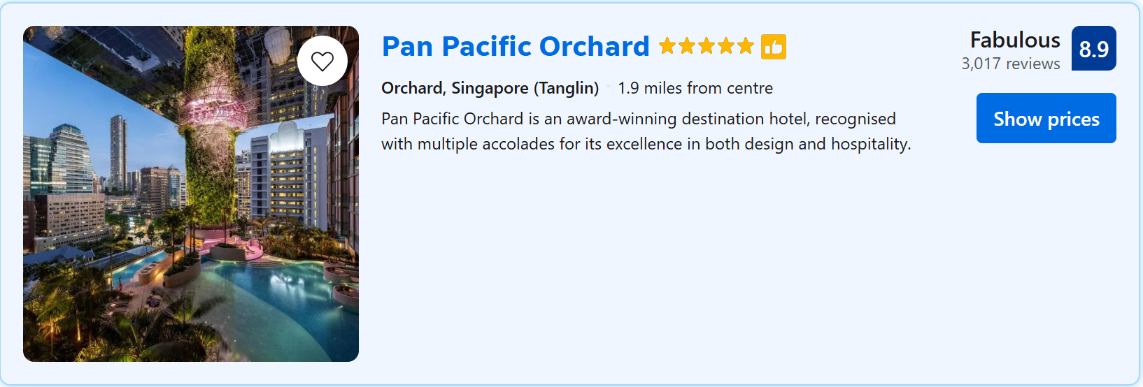 Pan pacific orchard hotel exterior