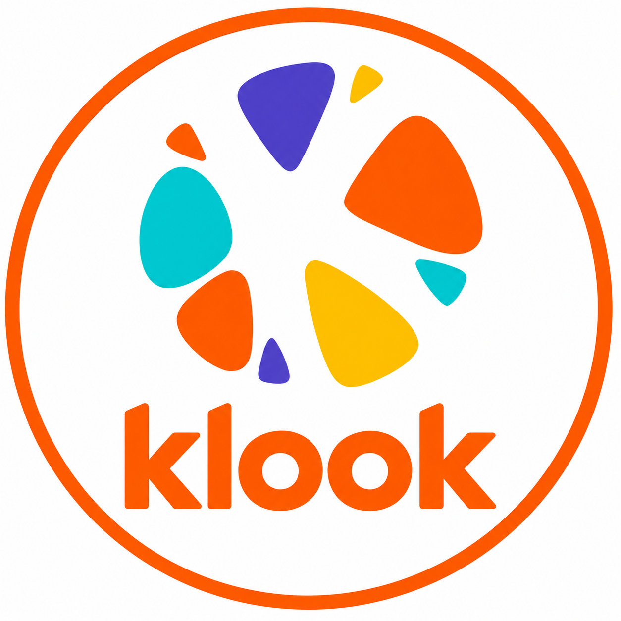 Klook logo with colourful petal emblem and orange Klook text inside a circular badge