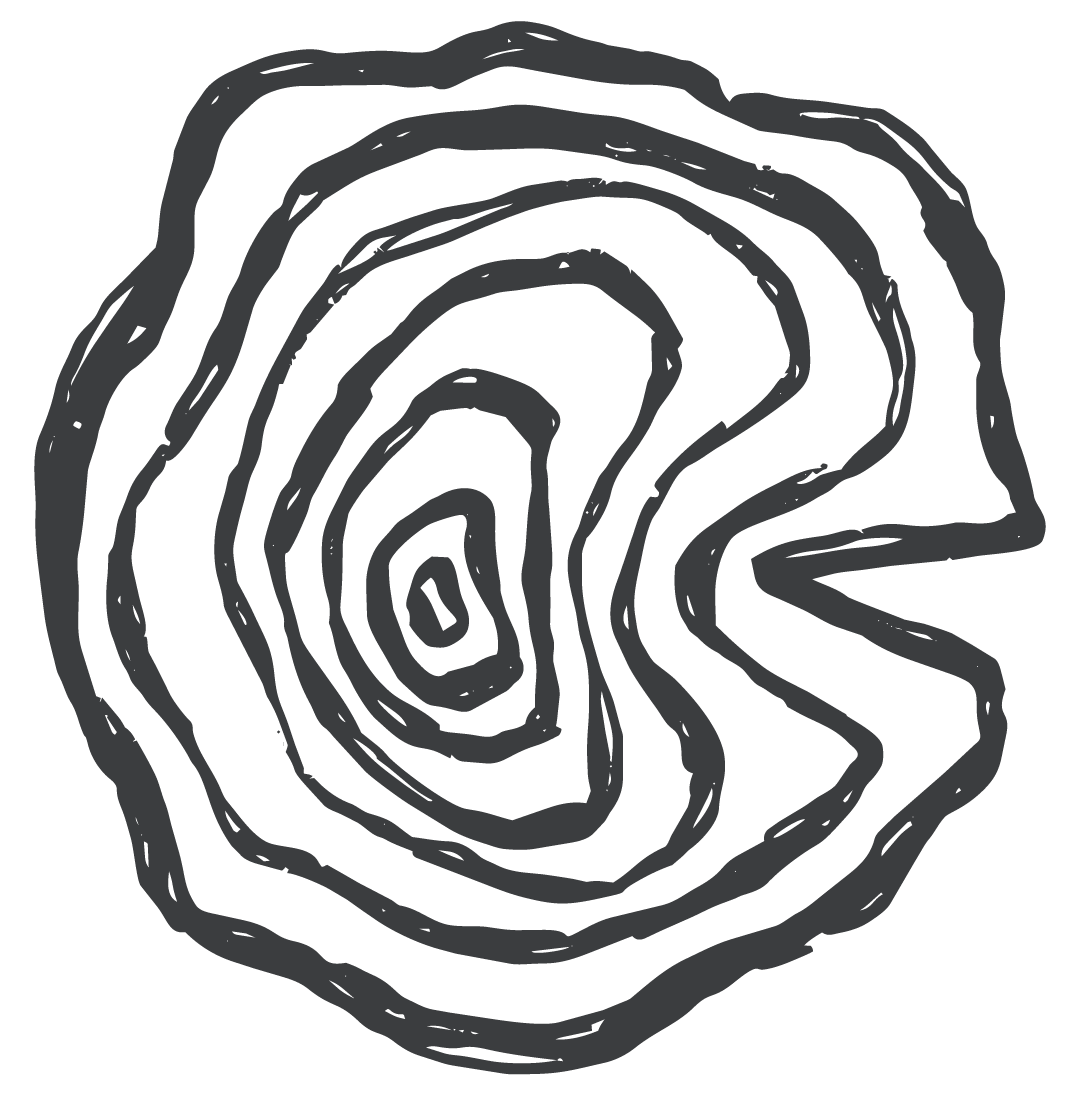 Black Curnow Brothers icon resembling a tree cross-section or wood grain.