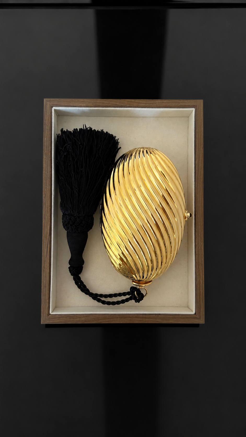 Fior London Gold Egg Minaudière 1980s Tassel Clutch story 2.png