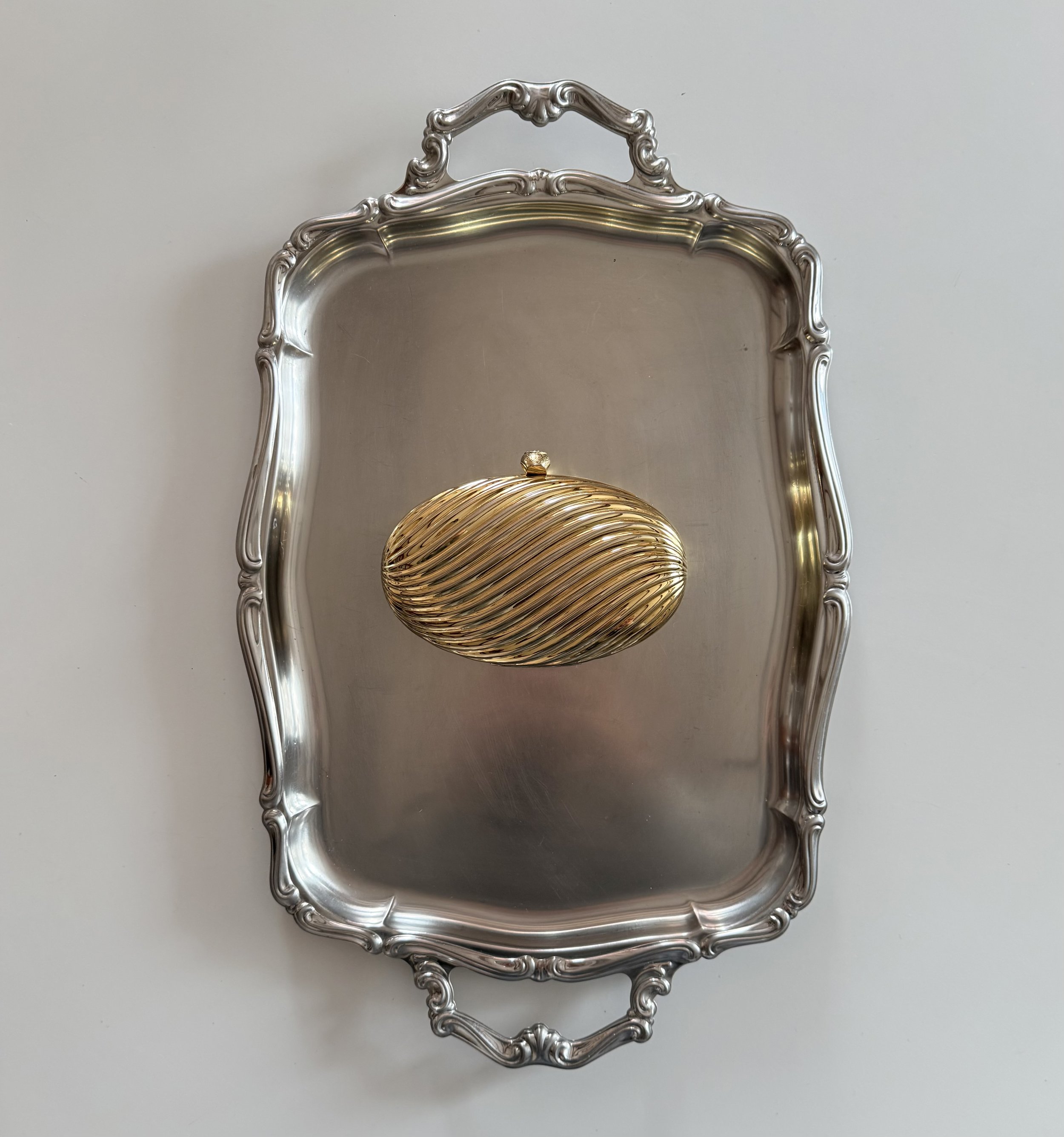 80s Gold Metal clutch with strass