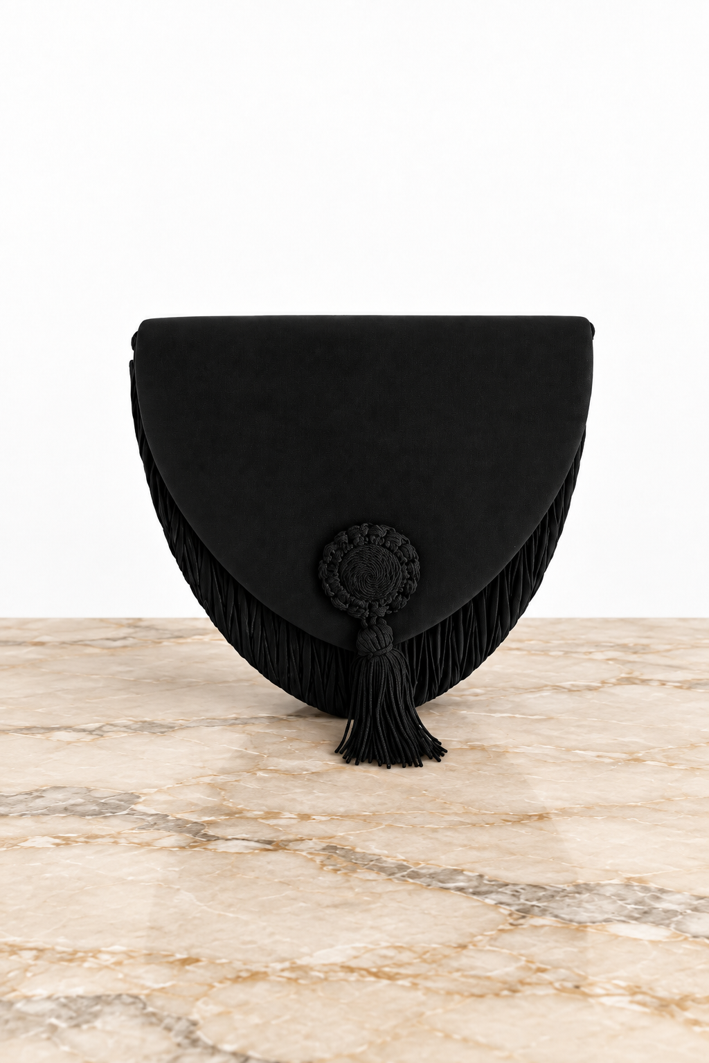 Vintage 80s Van Cleef & Arpels Black Satin Tassel Clutch