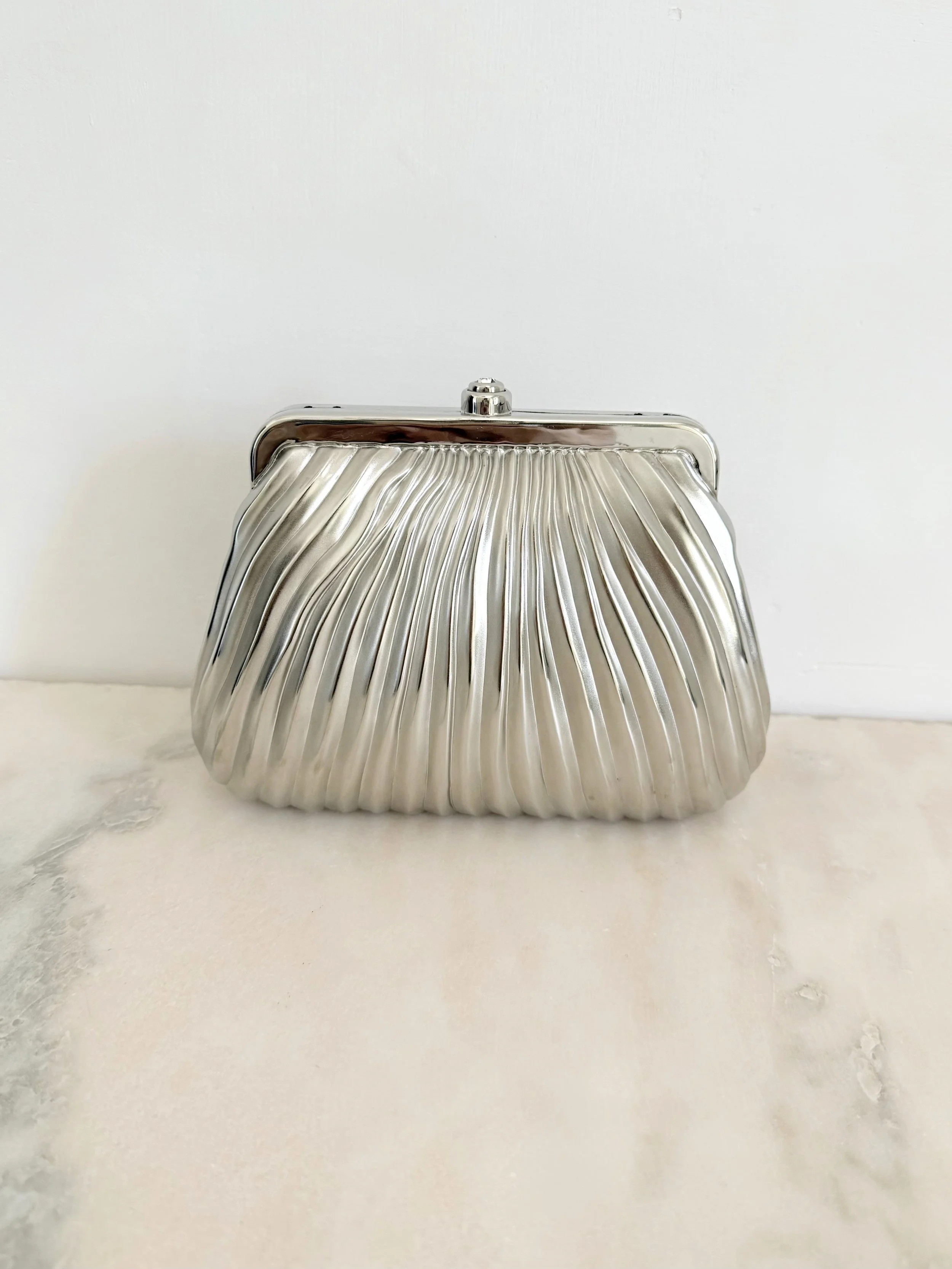 SCHEILAN FIRENZE SILVER CLUTCH WITH ORIGINAL BOX 1.jpeg