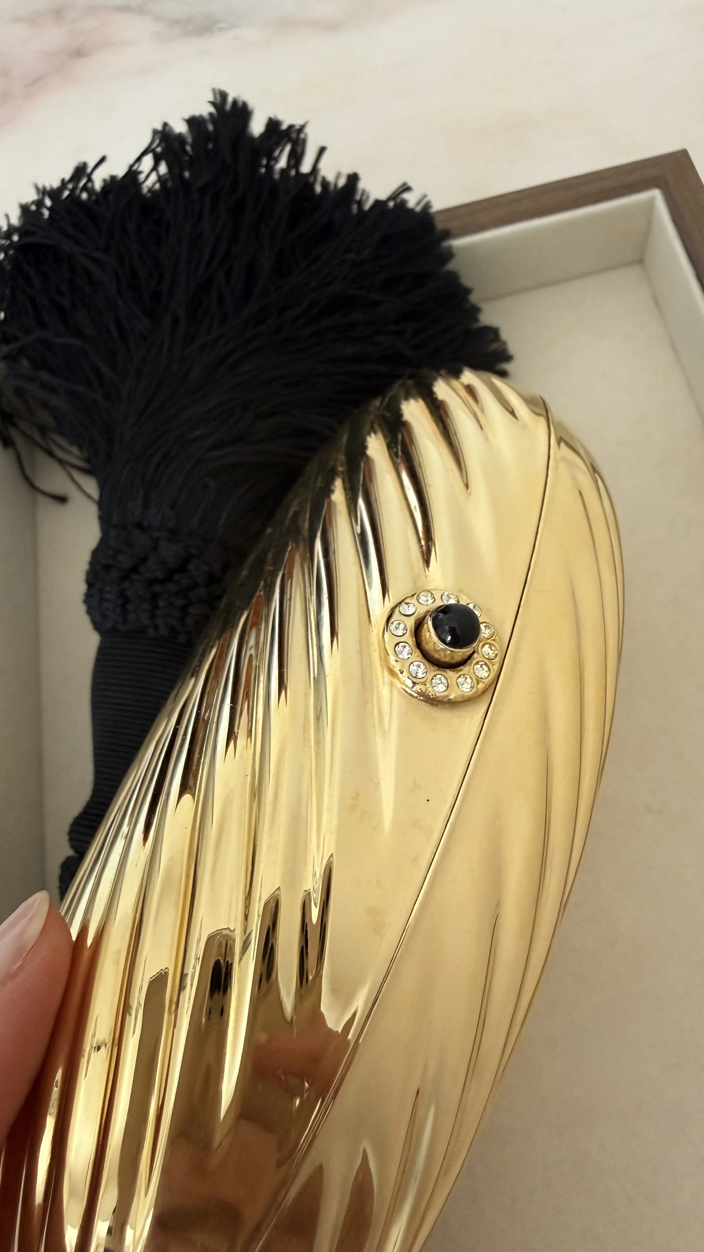 Fior London Gold Egg Minaudière 1980s Tassel Clutch 10.jpeg
