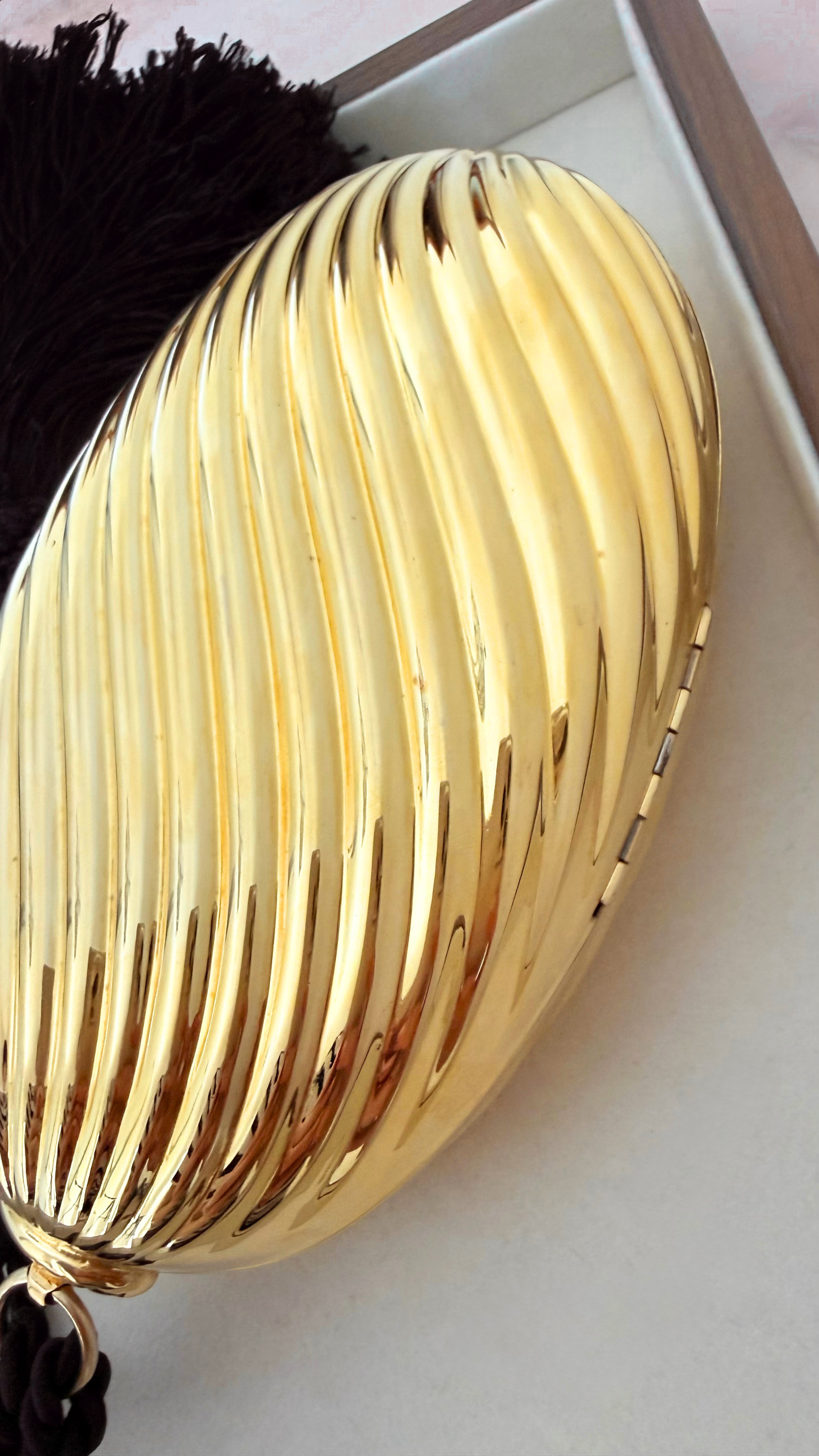 Fior London Gold Egg Minaudière 1980s Tassel Clutch 17.png