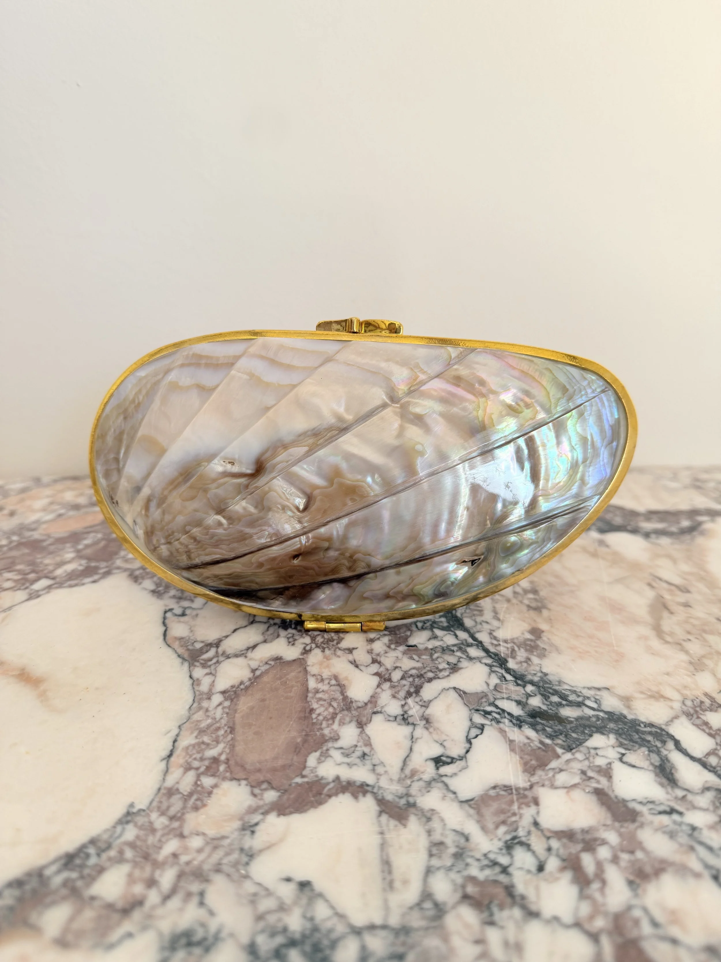 Vintage Mother of Pearl Shell Clutch Bag