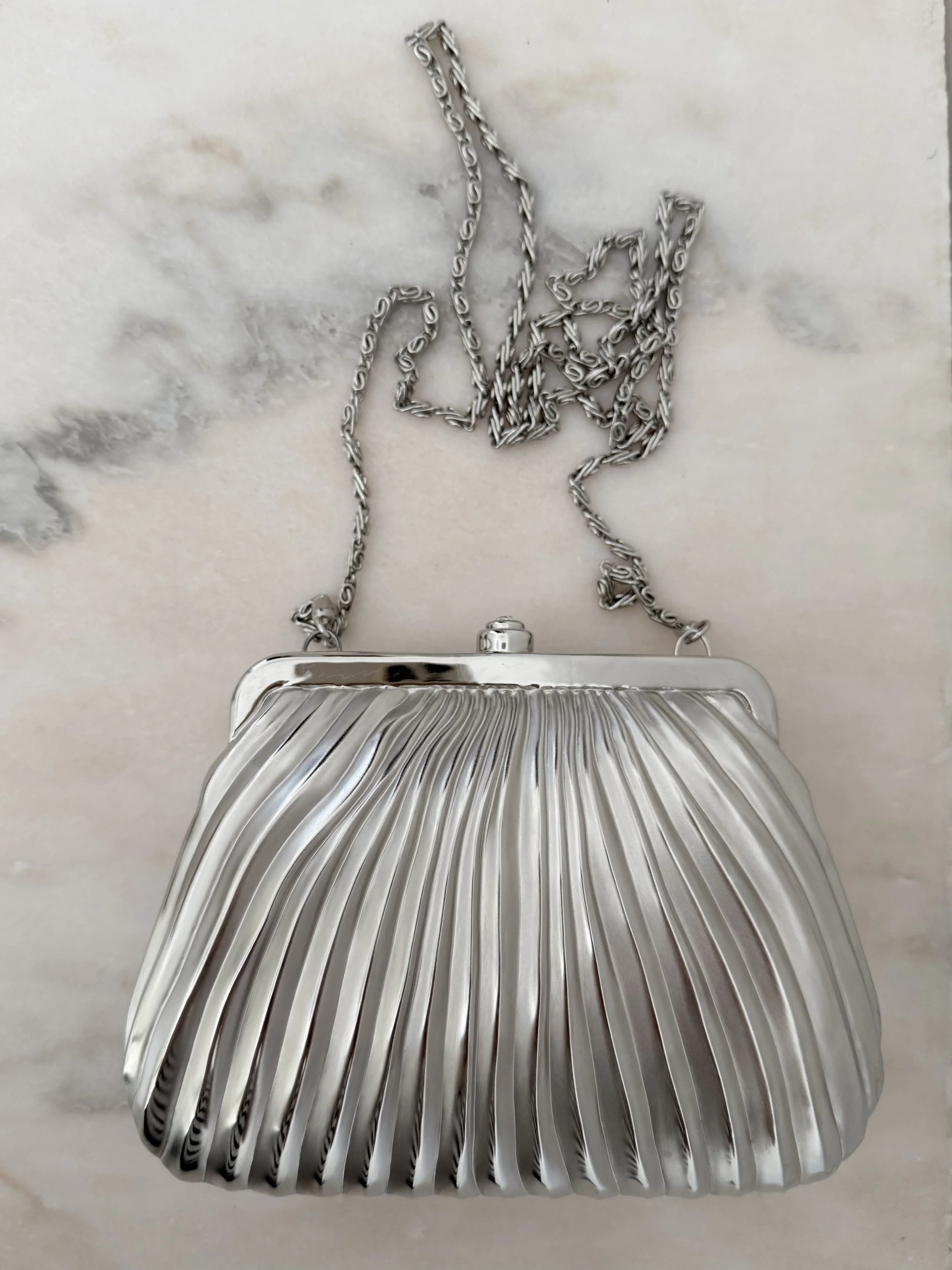SCHEILAN FIRENZE SILVER CLUTCH WITH ORIGINAL BOX 14.jpeg