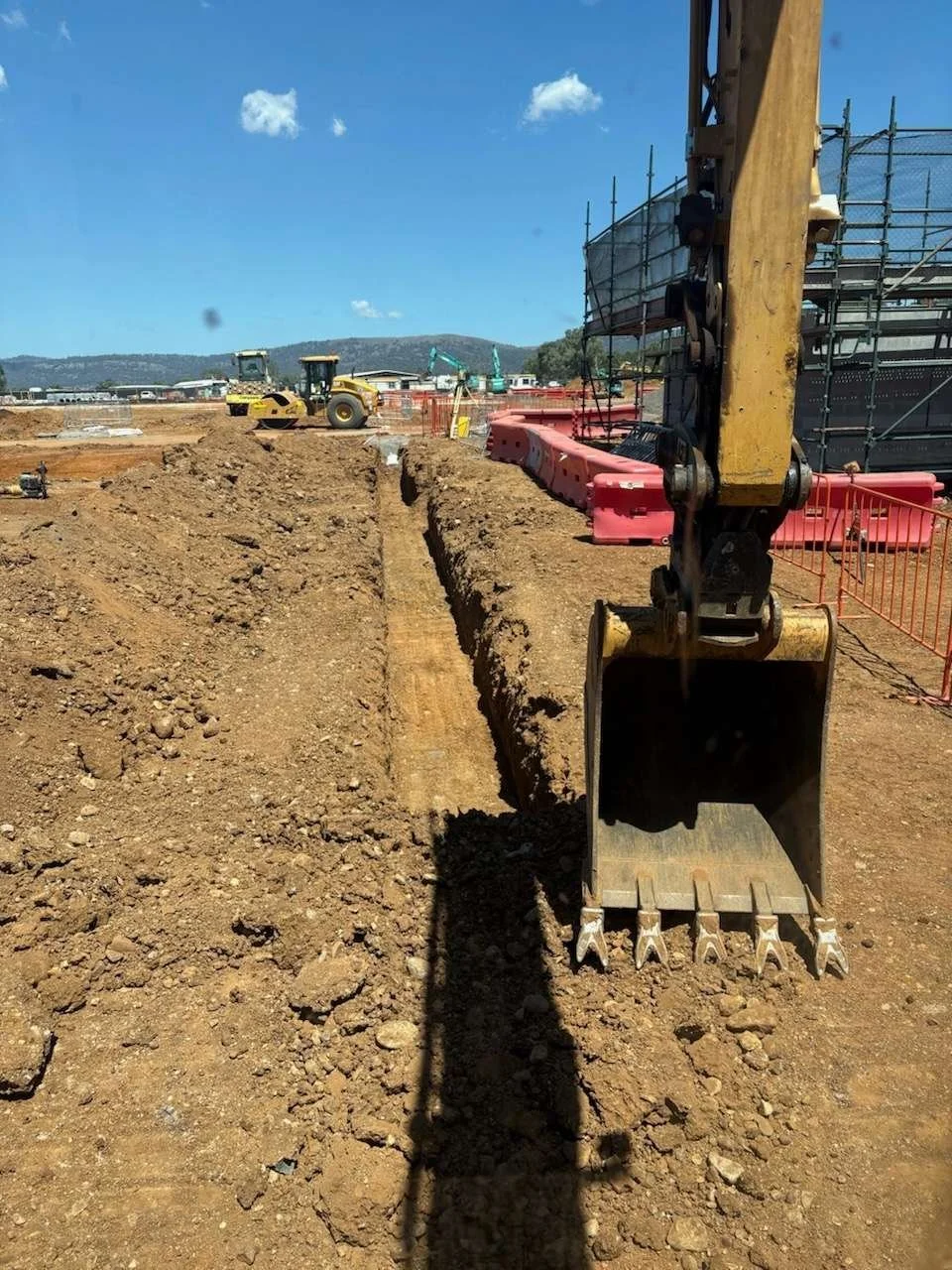Civil trenching and drainage installation at Scone Racecourse for site preparation and water management