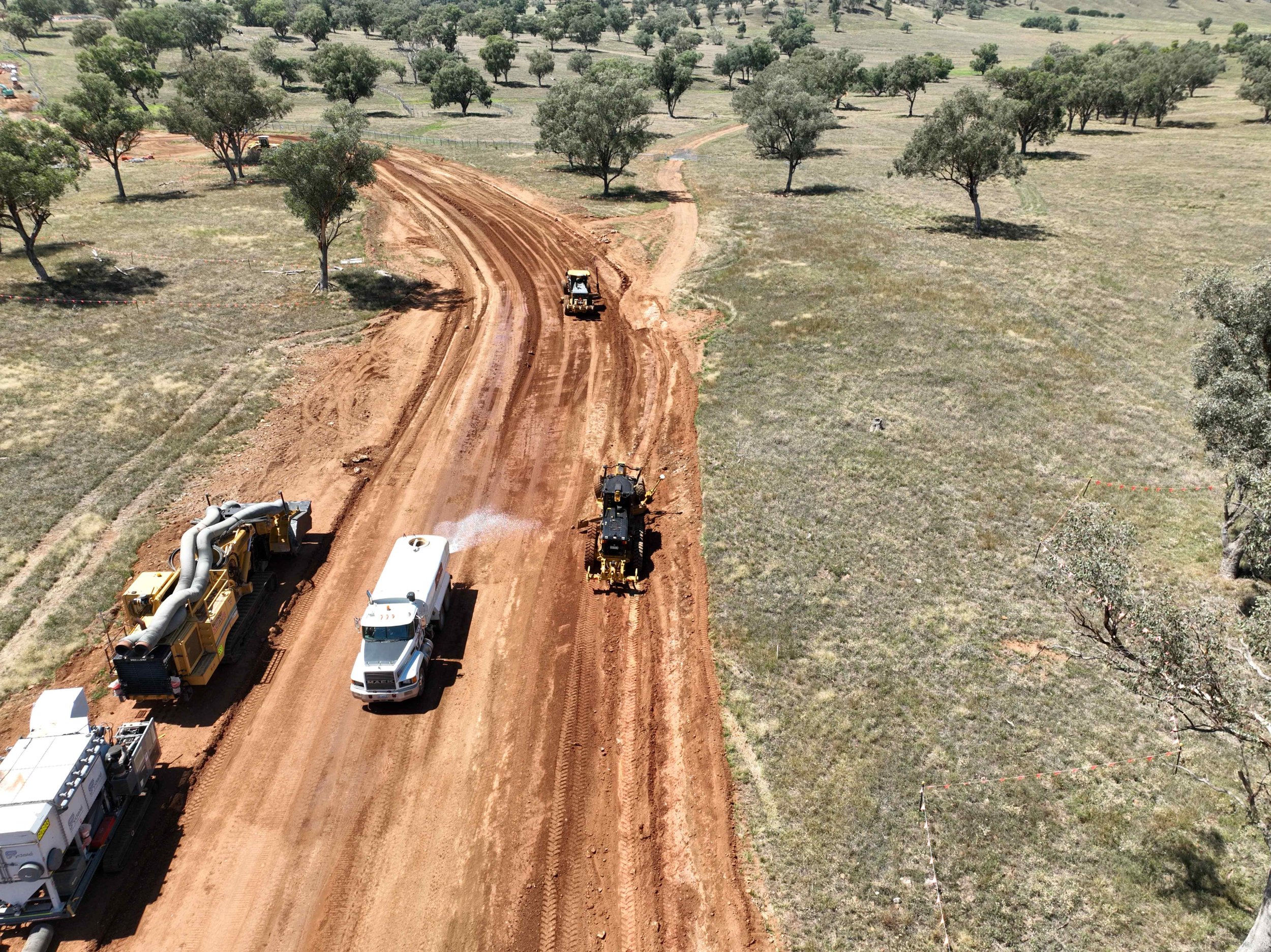 Access road construction for battery energy storage system, supporting renewable energy civil works.