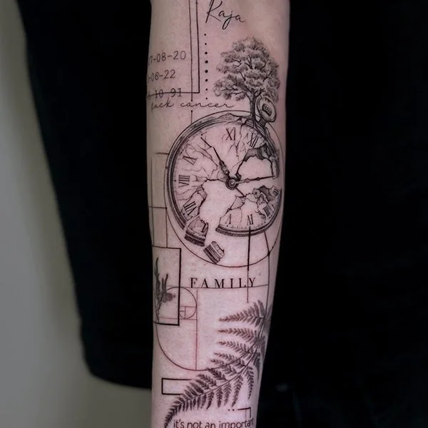 oslo-tattoo-artist-esther-tatovering-klokke-tre-tekst