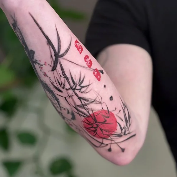 oslo-tattoo-artist-frida-tatovering-arm-japansk-moderne-bambus
