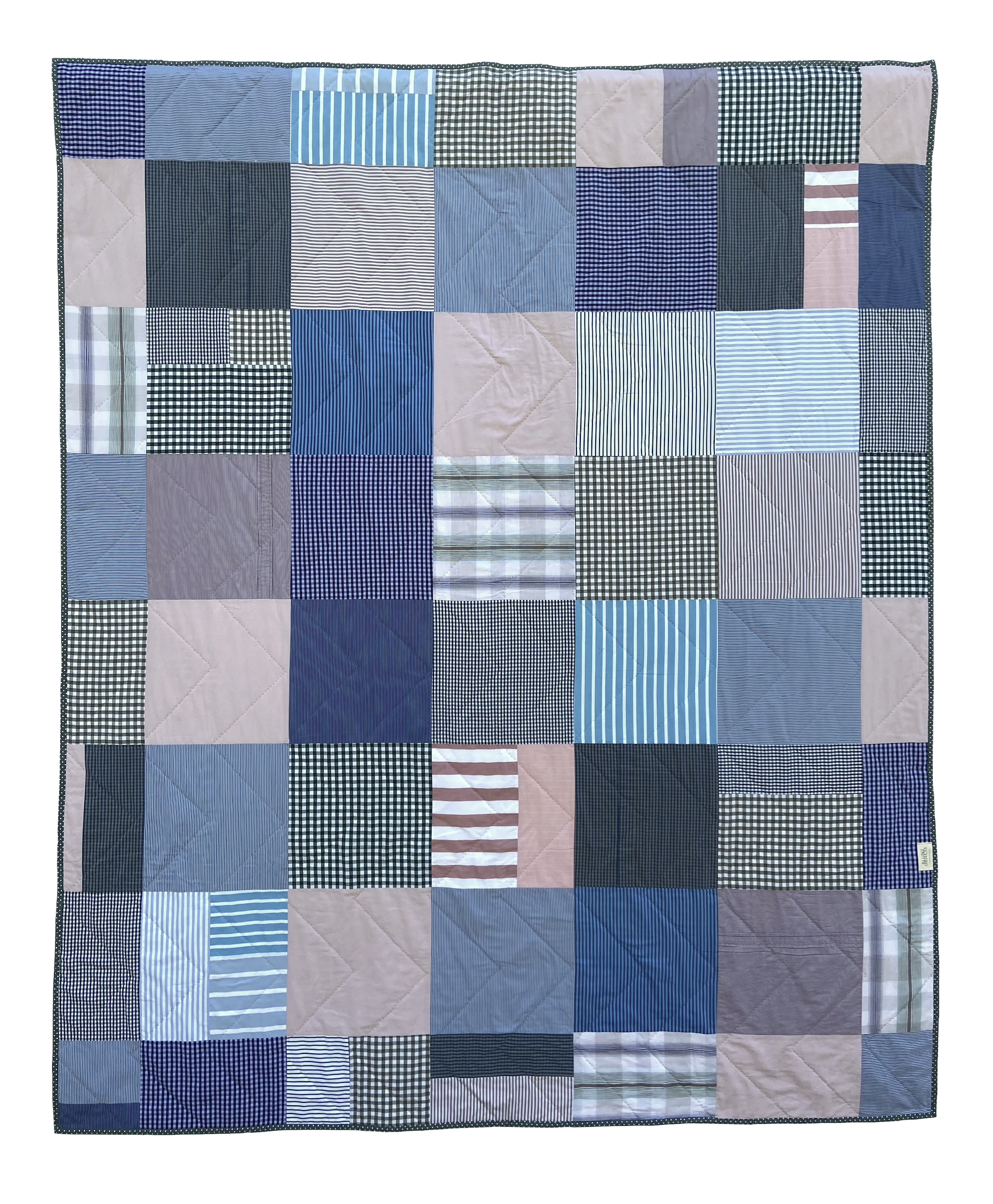 The back of Punch, a hand stitched Blunt Objects patchwork quilt by designer maker Carolyn Thompson