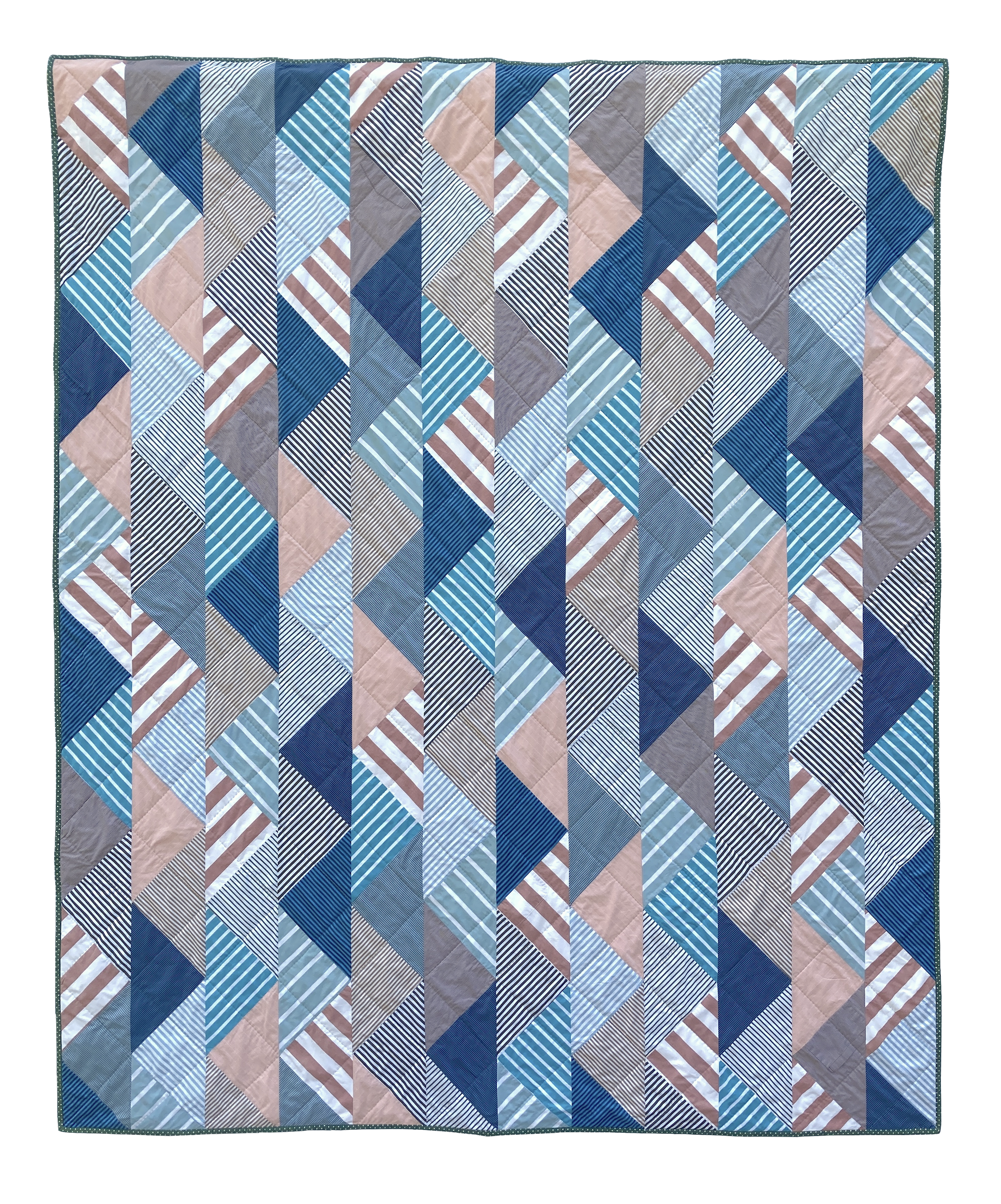 The front of Punch, a hand stitched Blunt Objects patchwork quilt by designer maker Carolyn Thompson