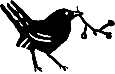 Black drawing of a bird