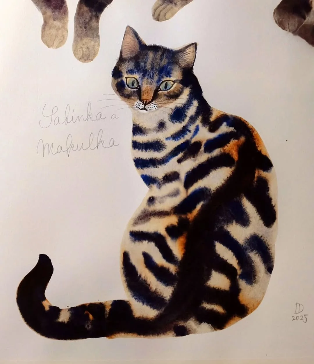 Iku Dekune, Makulka, 2025 @iku_dekune "The model for this exhibition is my cat Makulka. Also I have another cat, Sabinka. I love watching and drawing them taking a nap, playing pranks, or even fighting. Watching the living things I love makes me