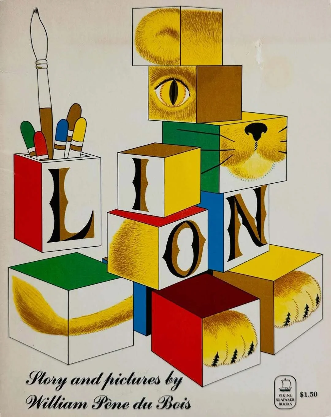 William P&egrave;ne du Bois takes on the concept of LION in his unmatched graphic style. His mid century lithographed picture books take form and color to a new height.

From Lion, 1956, and The Great Geppy, 1942