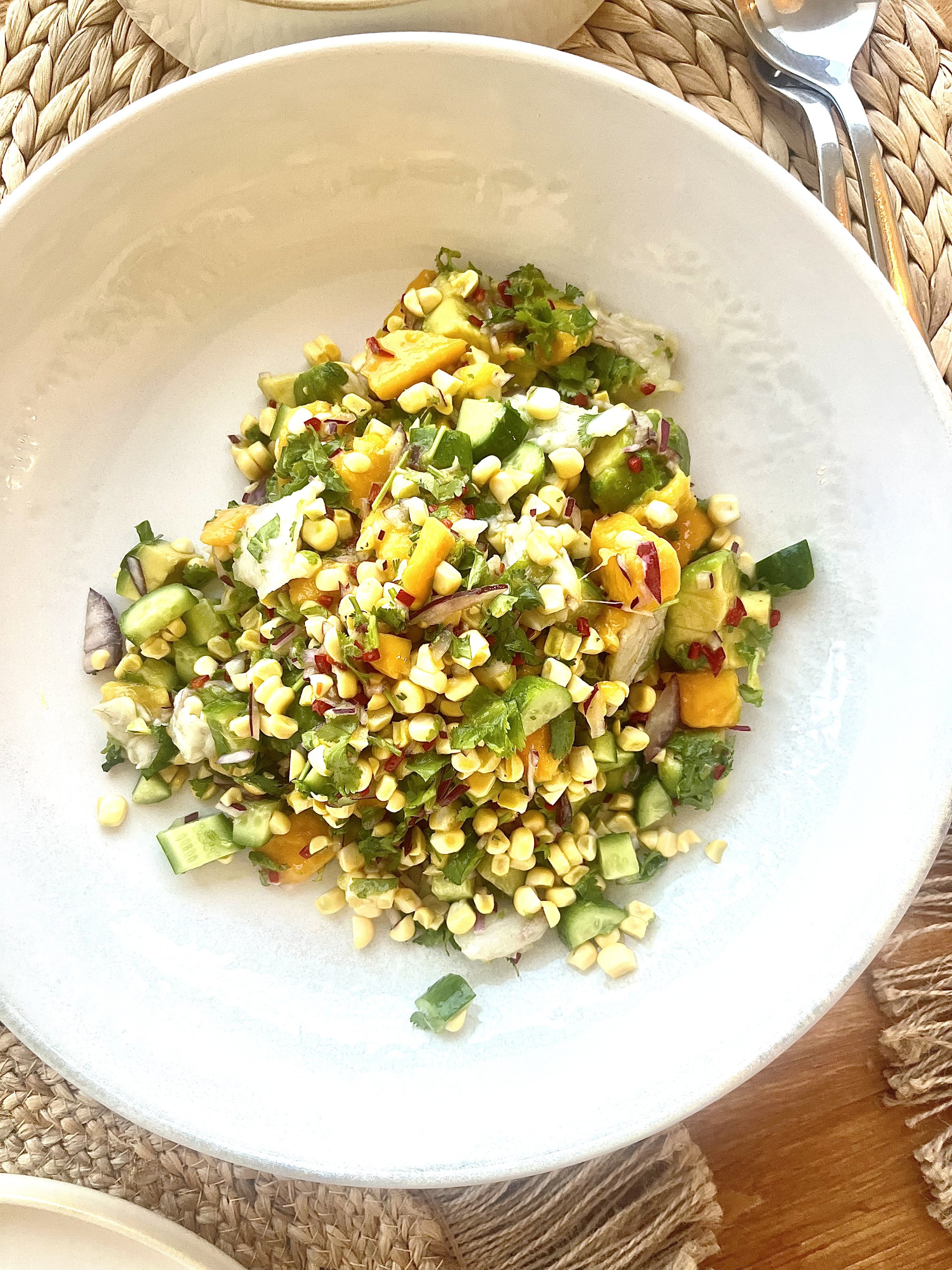 Chilled and Zesty Fish Ceviche with Lime, Cilantro and Sweet Corn
