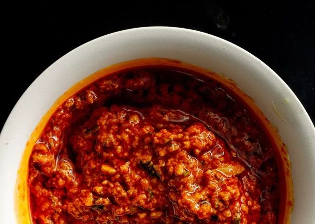 Romesco Sauce with Charred Broccoli