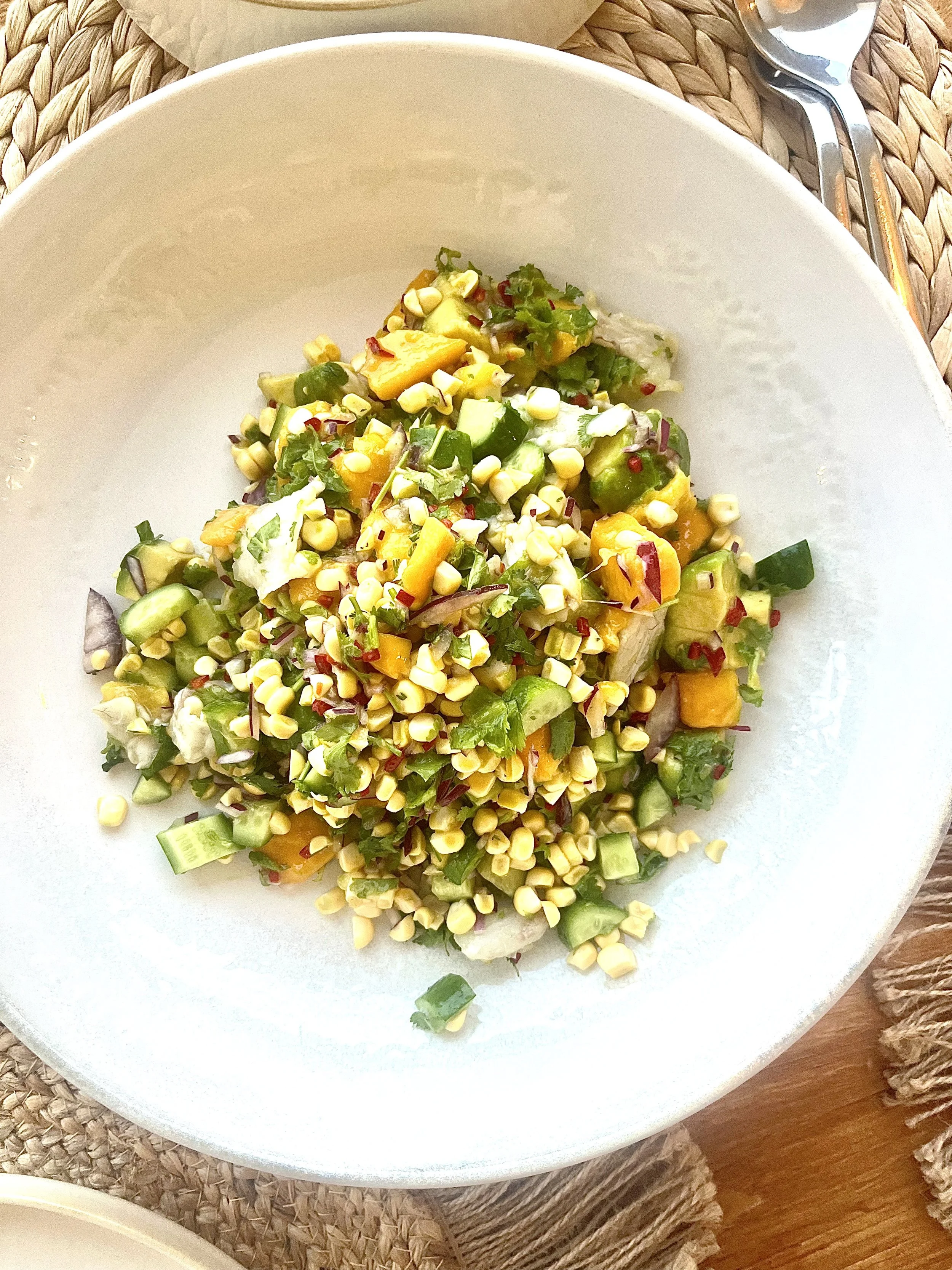 Chilled and Zesty Fish Ceviche with Lime, Cilantro and Sweet Corn