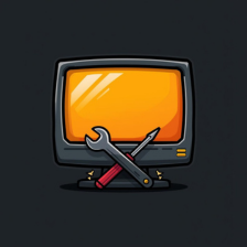 An icon of a computer monitor with a screwdriver and wrench crossing in front of it, suggesting troubleshooting or repair.