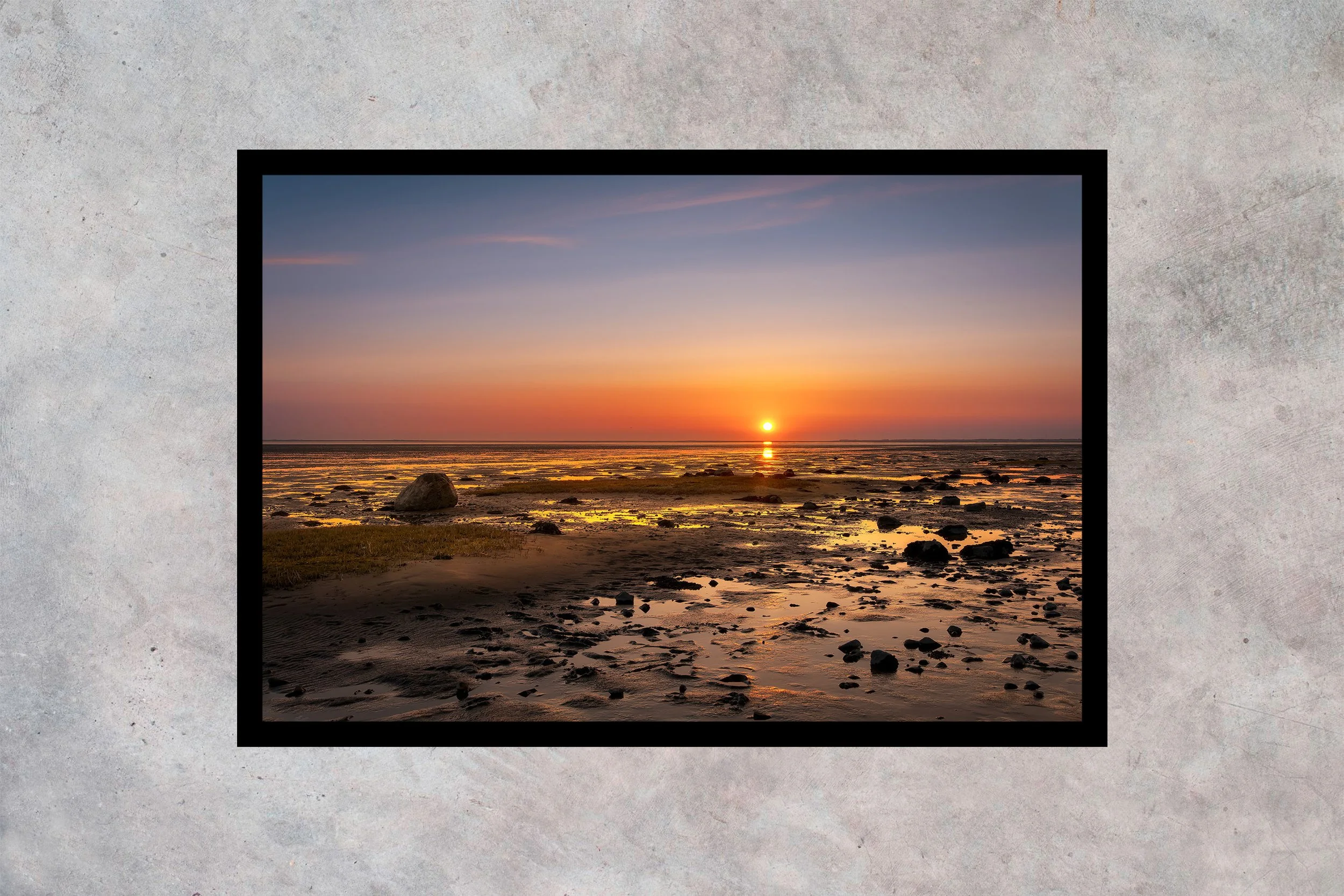 Solnedgang over Hjerpsted Strand -  Ramme u passepartout 2-3 Horisontal.jpg