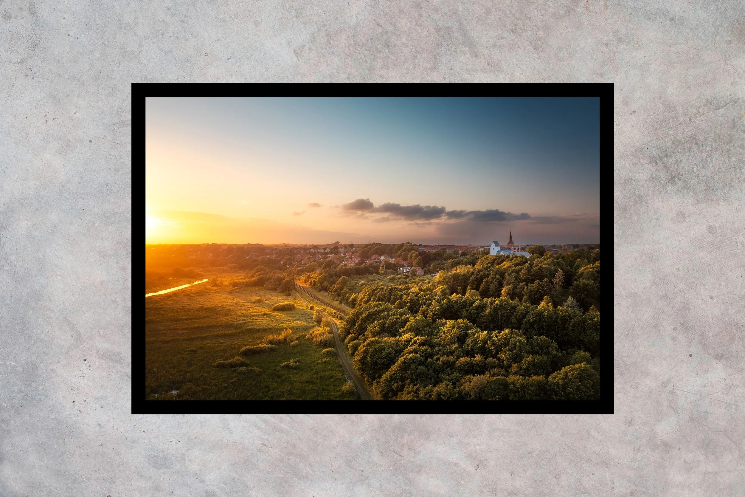 Skive Enge i Solnedgang Ramme u passepartout 2-3 Horisontal.jpg