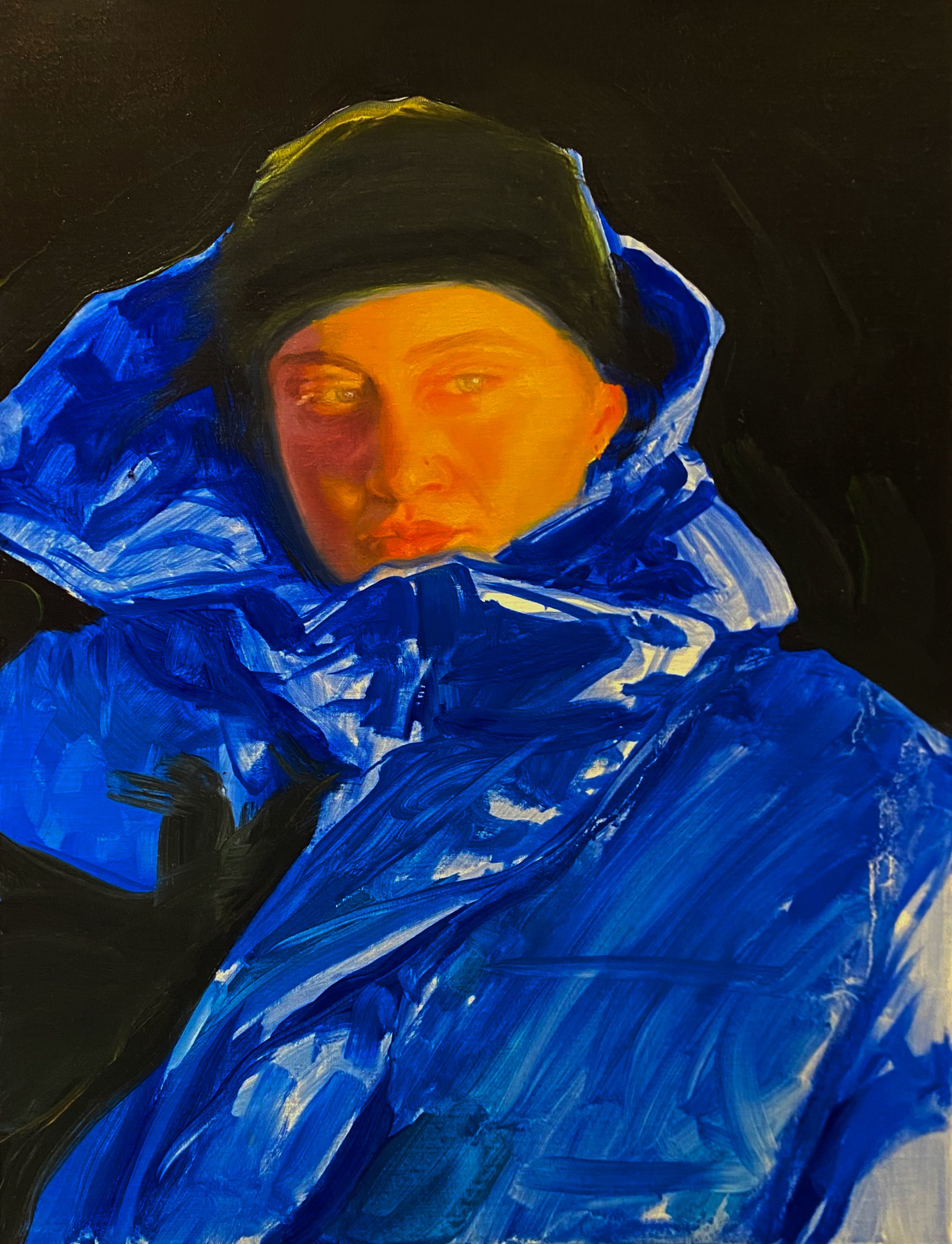 19” x 15”, oil on panel, 2025
(Available)

A recent addition to my ongoing annual portrait series. The background was originally painted as my 28th year entry, though I left the face unfinished - my portrait skills were still developing, and my sense