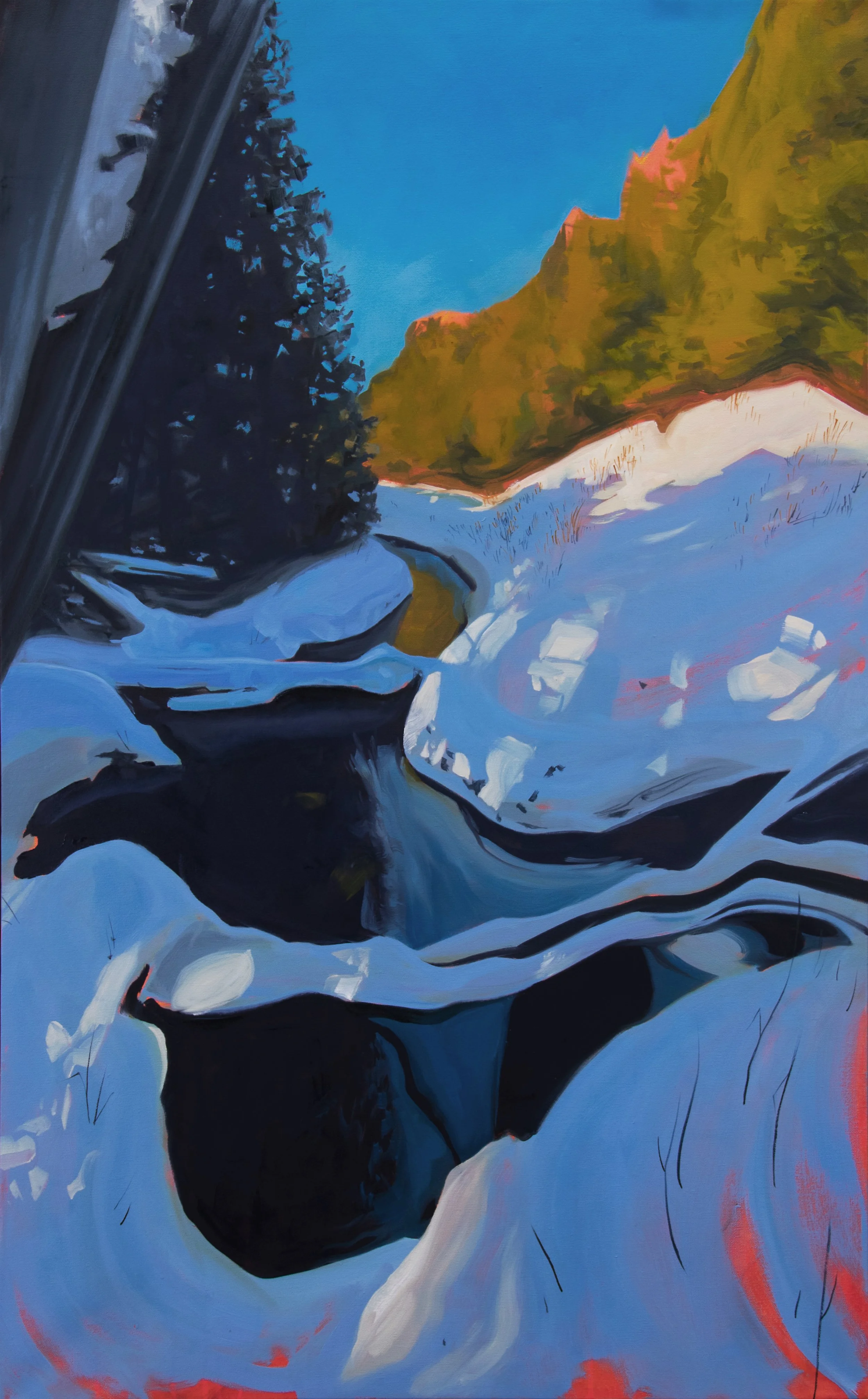 "Outpour"
48 x 30, oil on canvas, 2024
Available

This is “Oupour”. A scene from the back of the Caledon property where I grew up. When I originally scouted it, I was unexpectedly chased away from the area by two large unidentified dogs. They gave wa