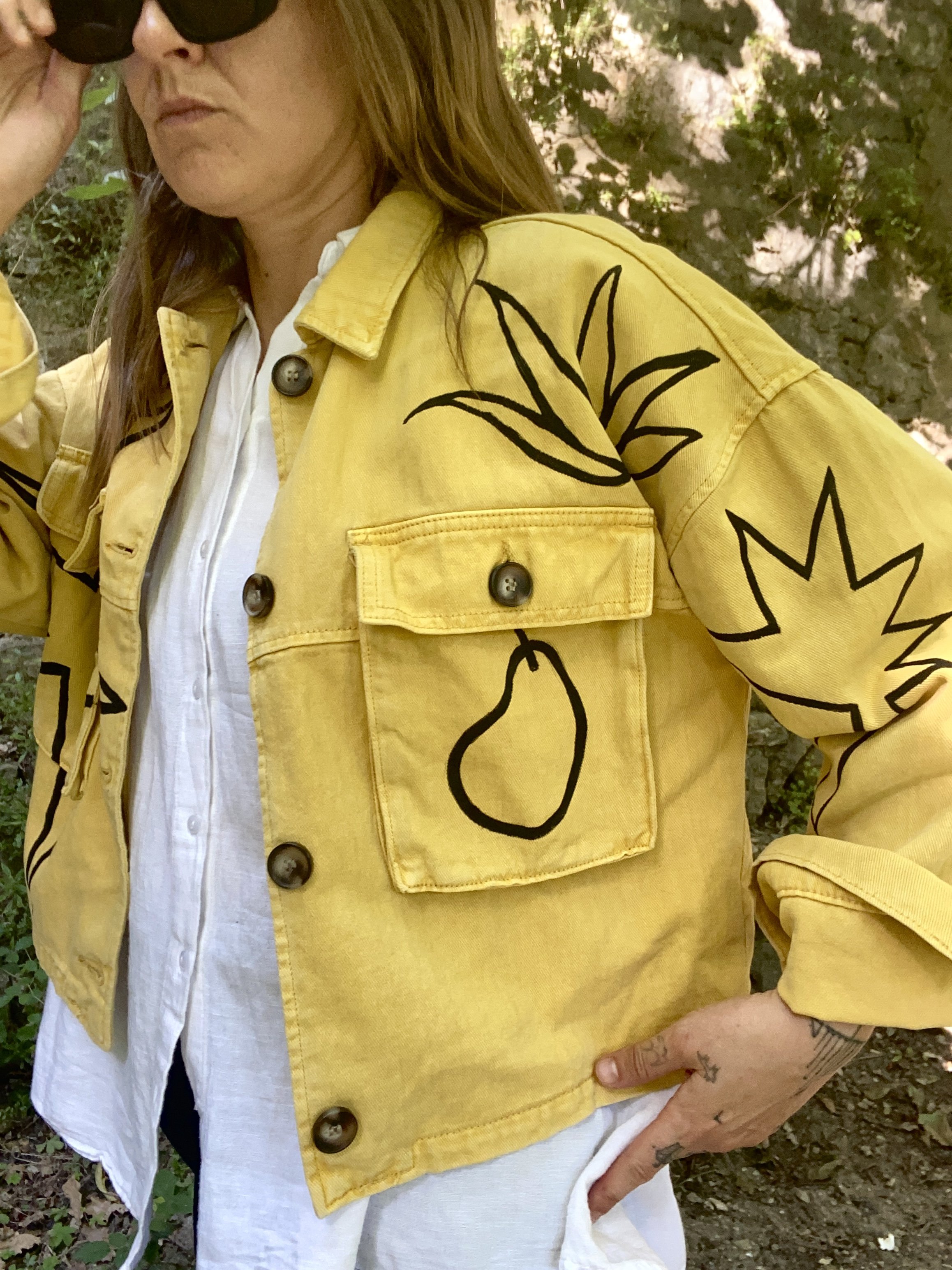 Yellow *Pears & vase* vintage jacket