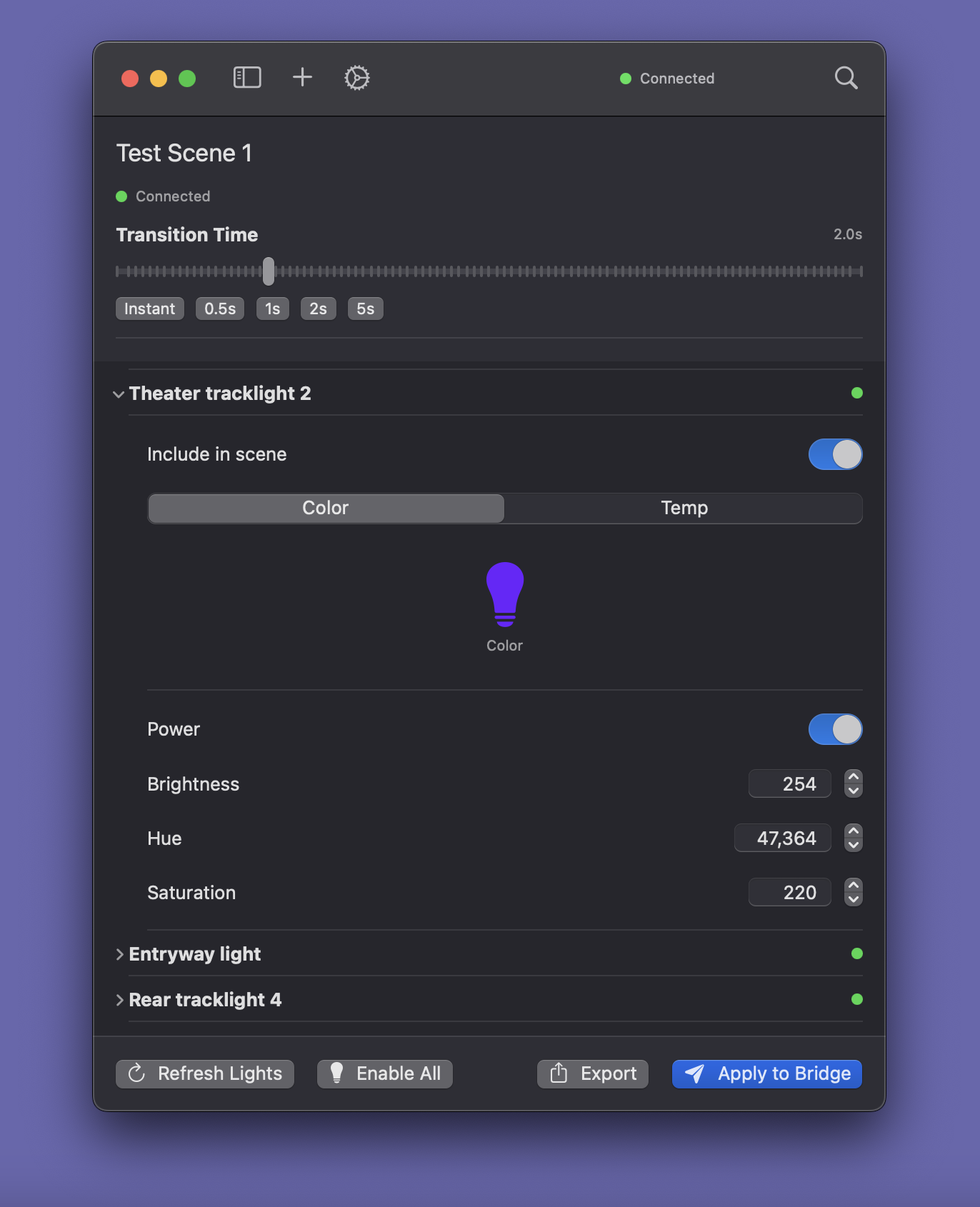 hue cue light settings preview