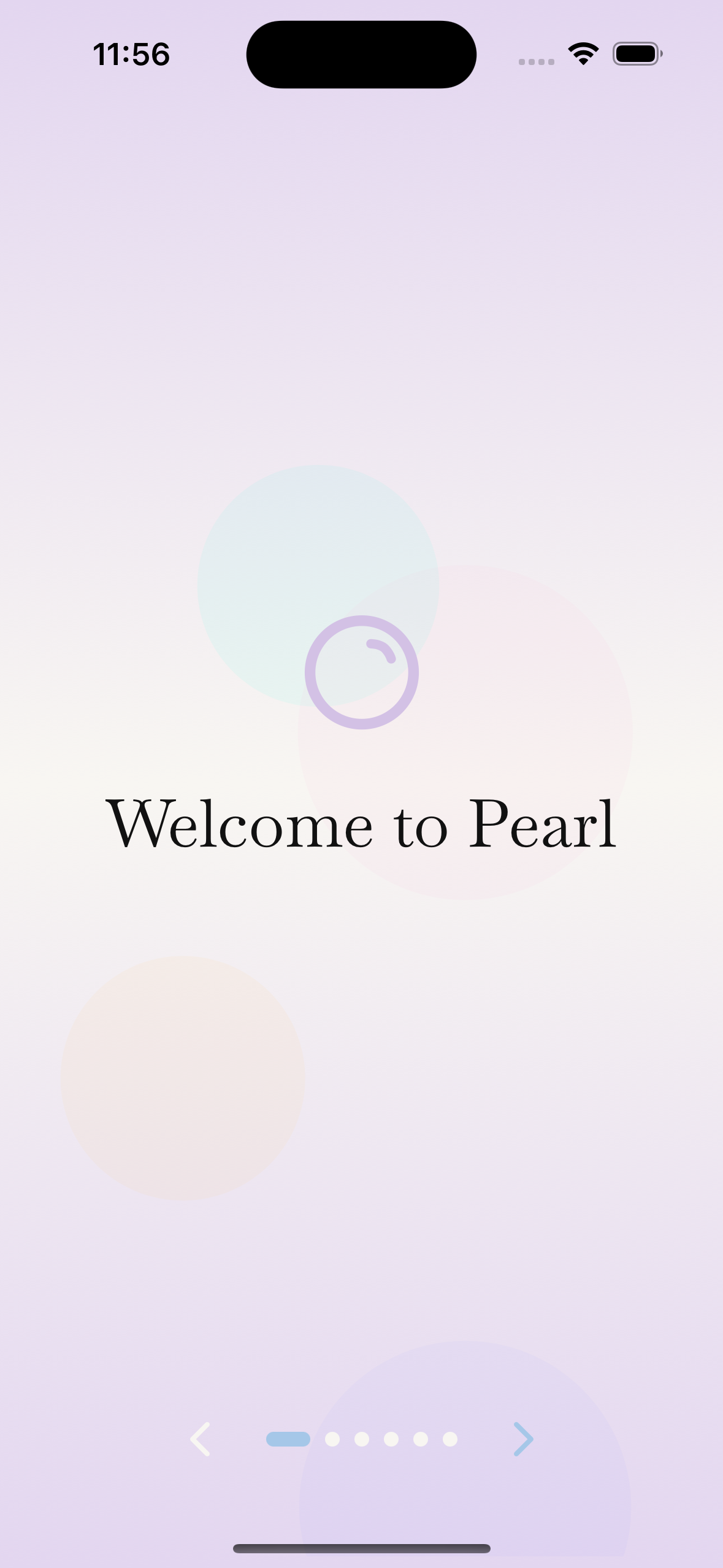 Pearl App welcome screen