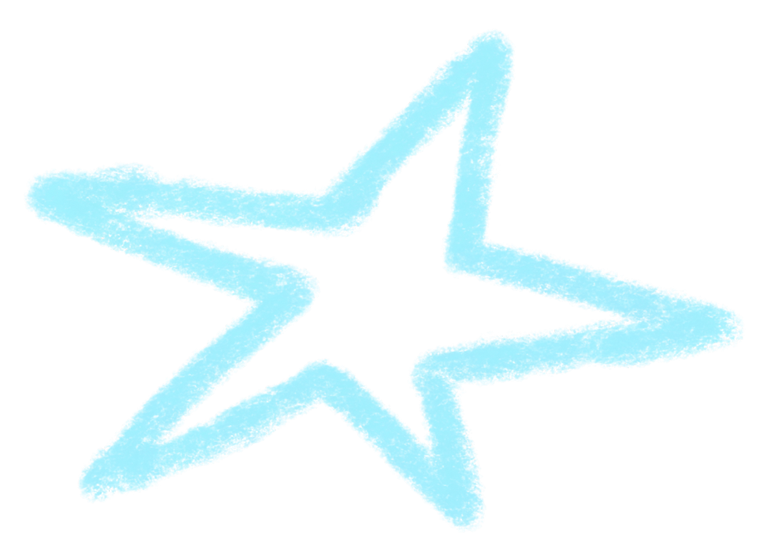 Light blue star with a rough, textured appearance on a transparent background.
