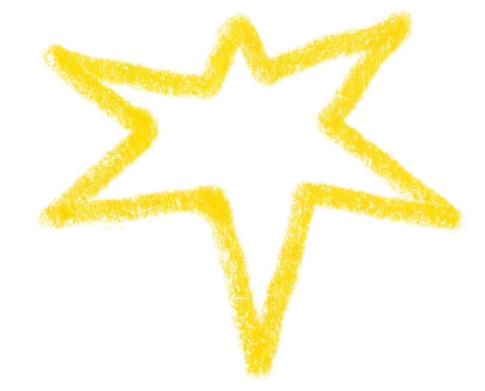 Yellow neon star outline on a black background