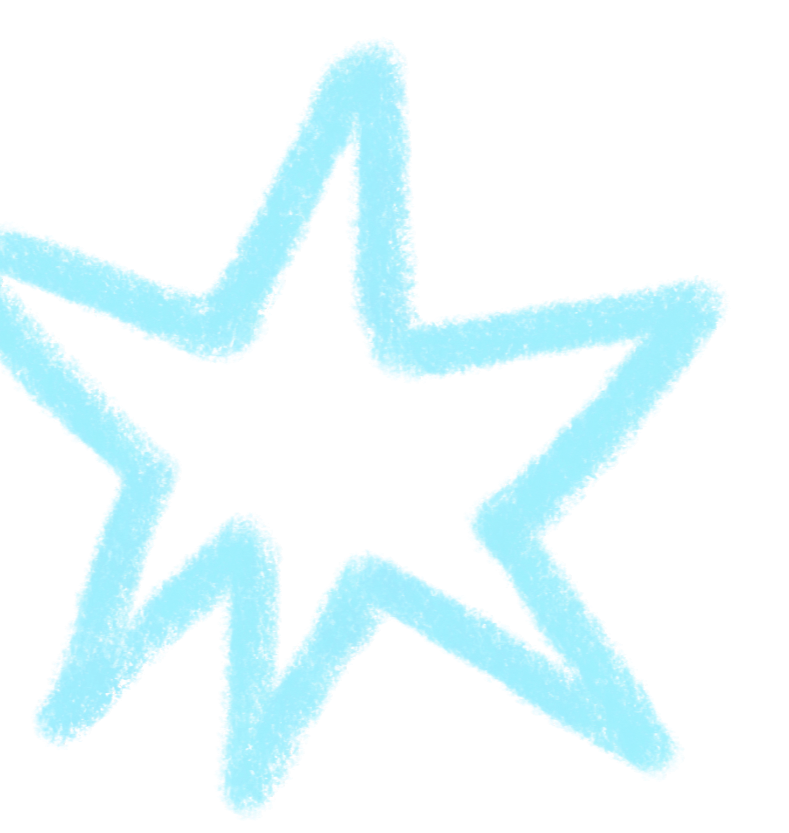 A light blue, glowing star outline with a dotted, textured appearance.