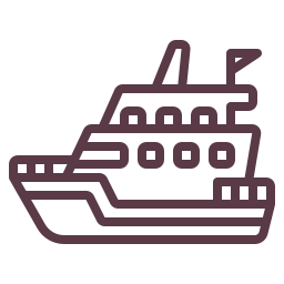 Outline drawing of a cruise ship or large passenger vessel.