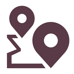 Map with two location markers and a connecting route