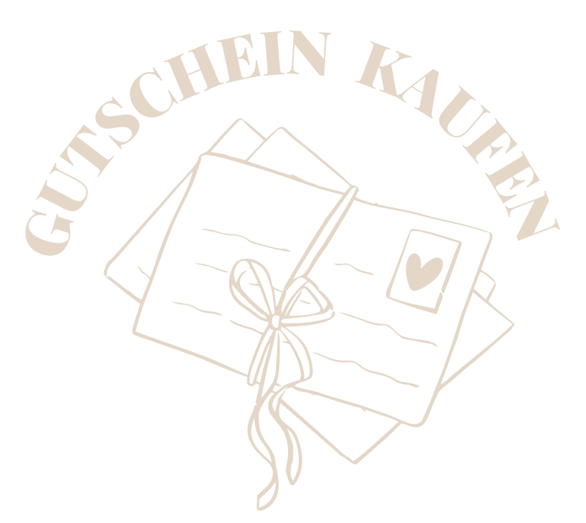 Gutschein kaufen Bild mit einem Brief. Briefmarke mit Herz, Schleife um das Papier gebunden