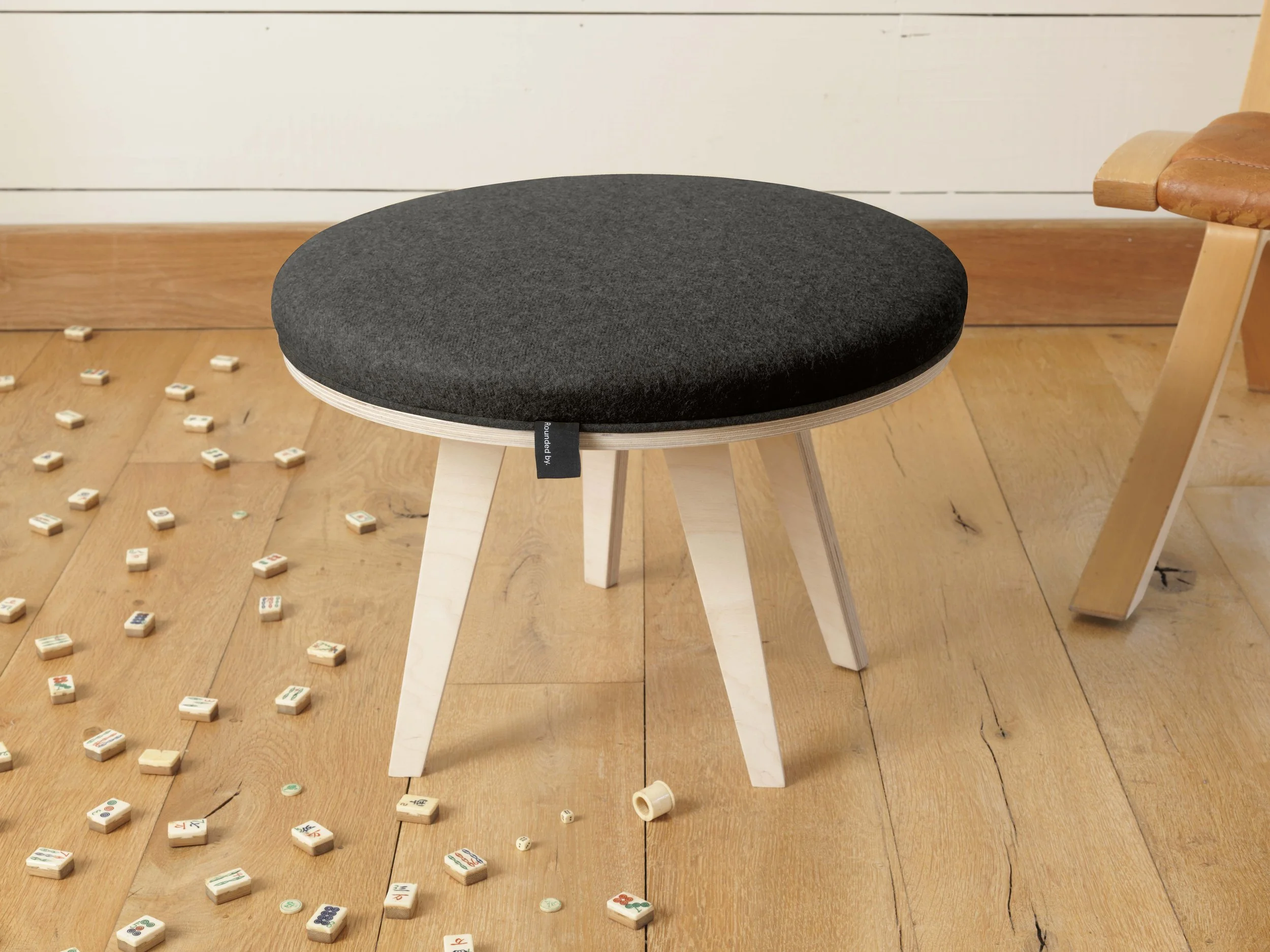 Gunmetal Grey Birch Frame Footstool