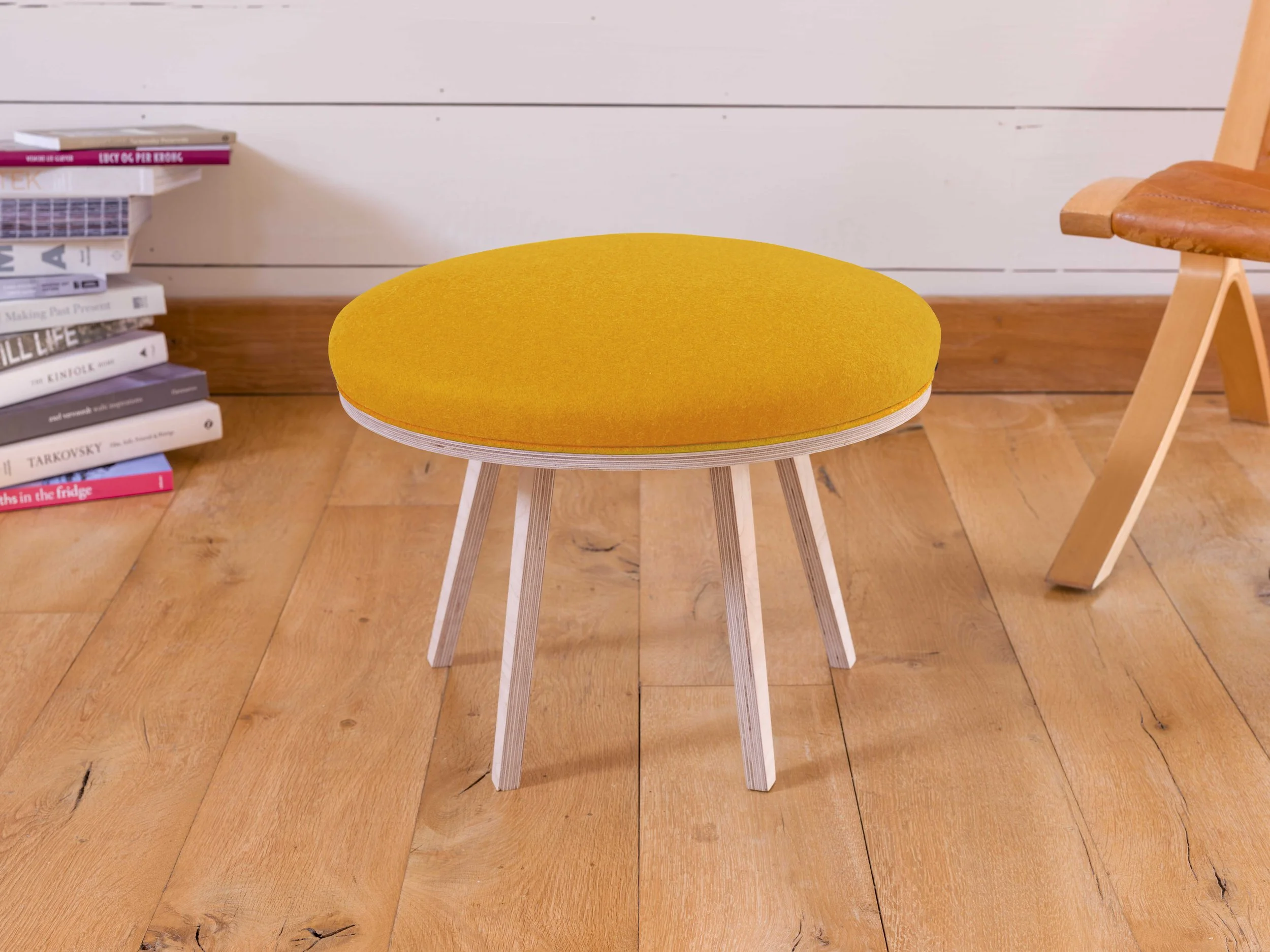 Sunshine Yellow Birch Frame Footstool