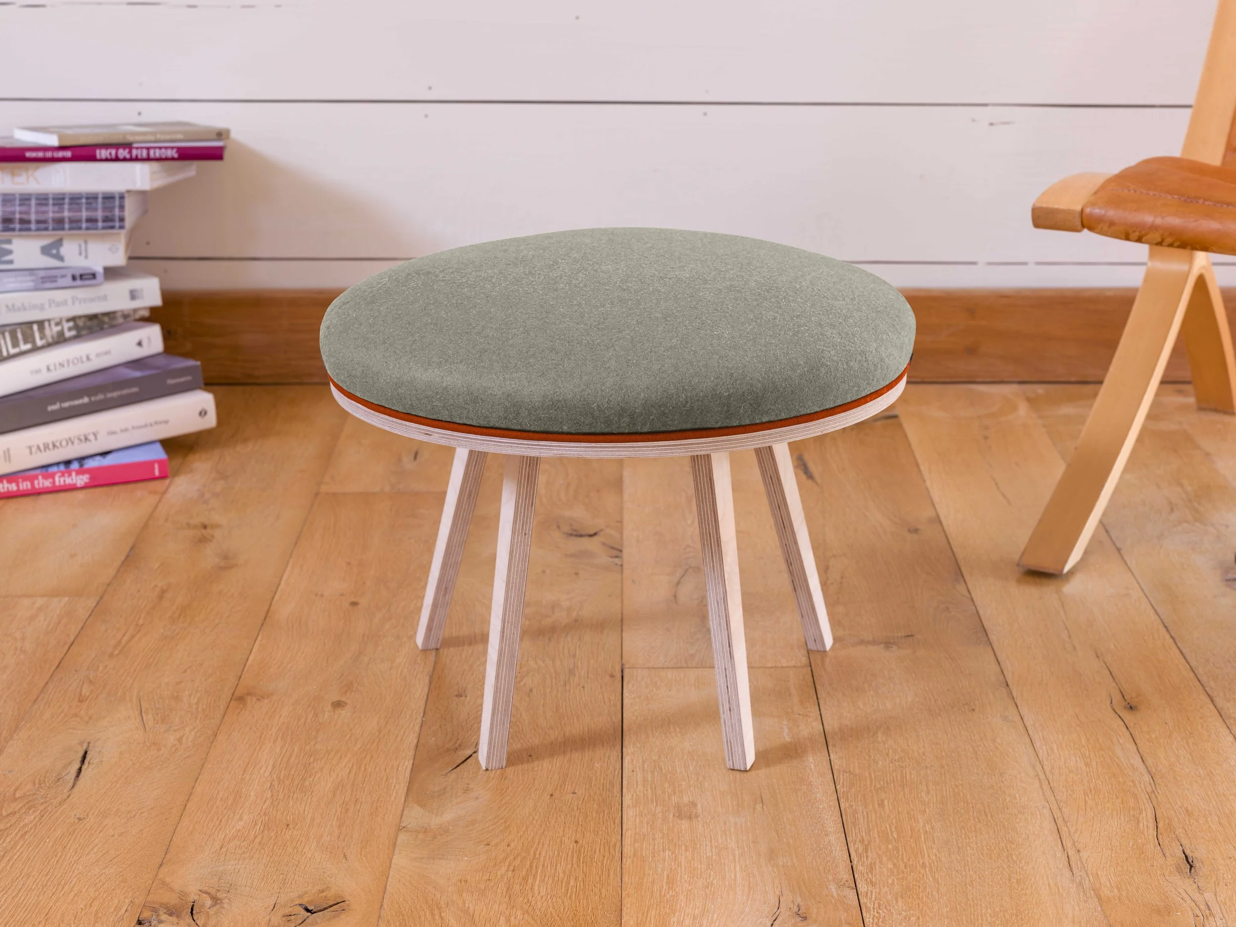 Lead Grey Birch Frame Footstool