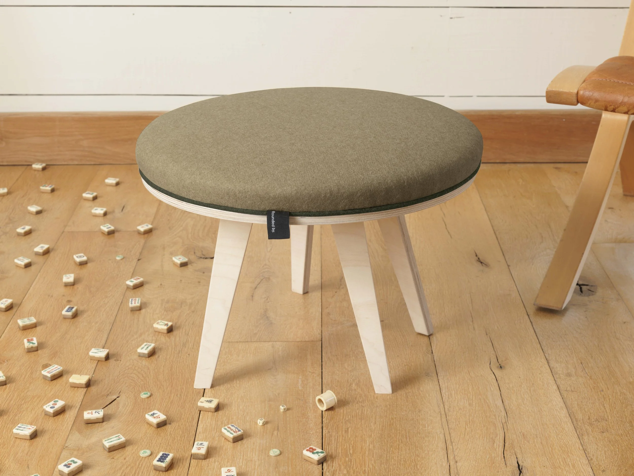 'Linen' Birch Frame Footstool