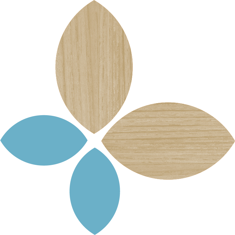 Pie chart with four sections, three are light brown and one is blue.